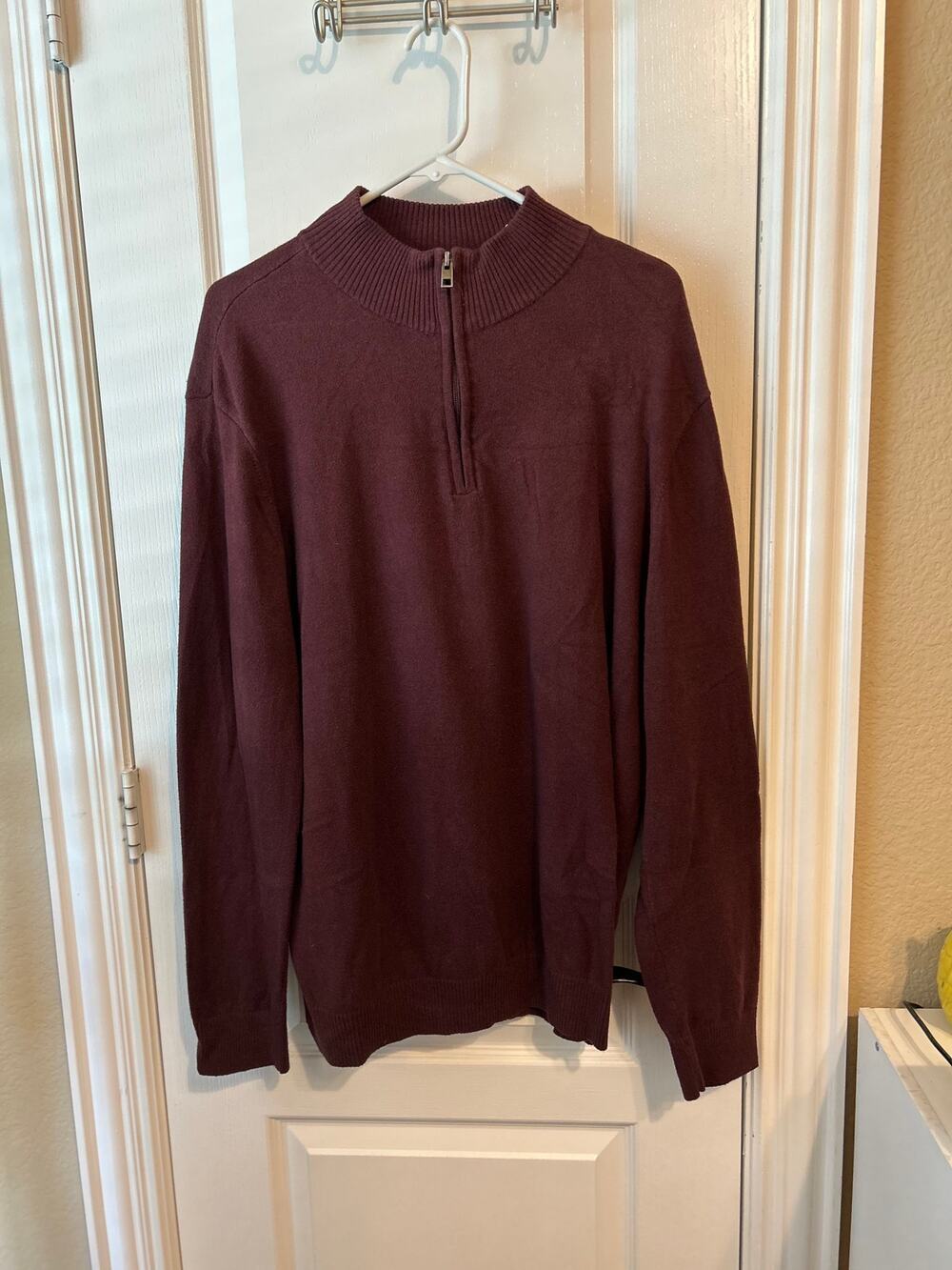 Cotton Cashmere Hawker Rye Quarter Zip Pullover Burgundy